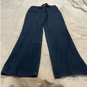 Focus Lifestyle Jeans Womens 10 Denim Wide‎ Leg Dark Wash Comfort Stretch